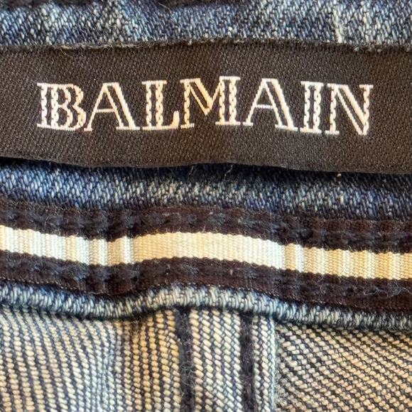 BALMAIN Paris Men's Medium Wash Distressed Denim Slim Fit Jeans Size 34 x 32 - Picture 7 of 13